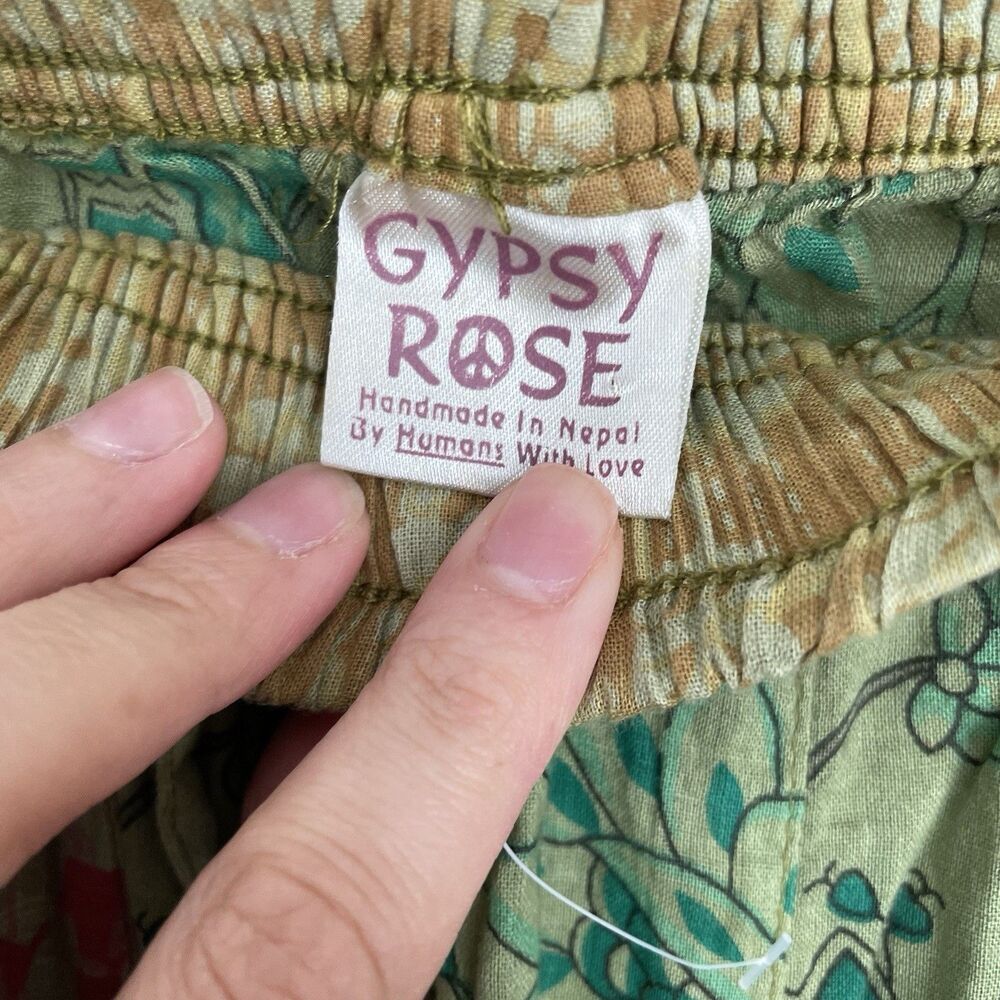Gypsy Rose Size S/M Boho Patchwork Wide Leg Pants Tiered Floral Hippie Festival - Picture 4 of 7